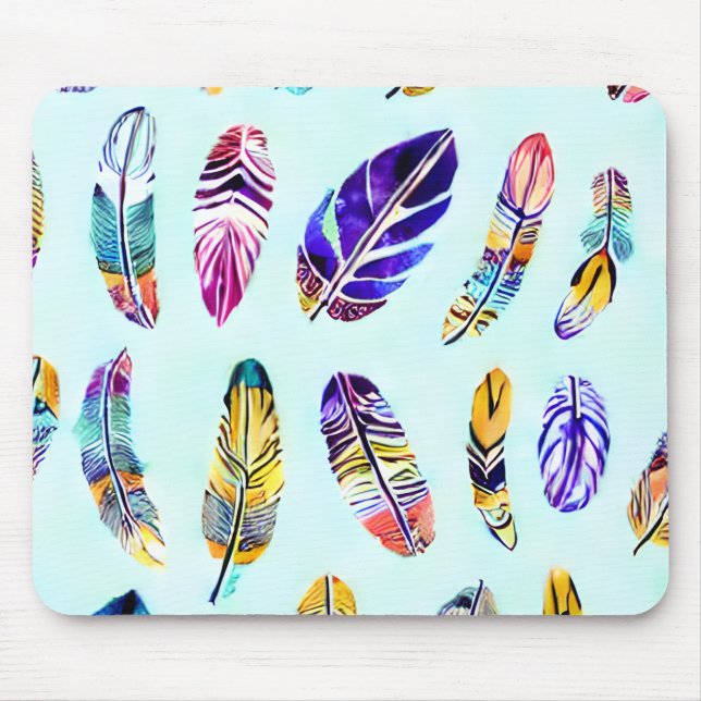 Colourful Feather Pattern Mouse Mat (Front)