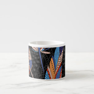 Colourful Feather Pattern Seamless Background. Espresso Cup
