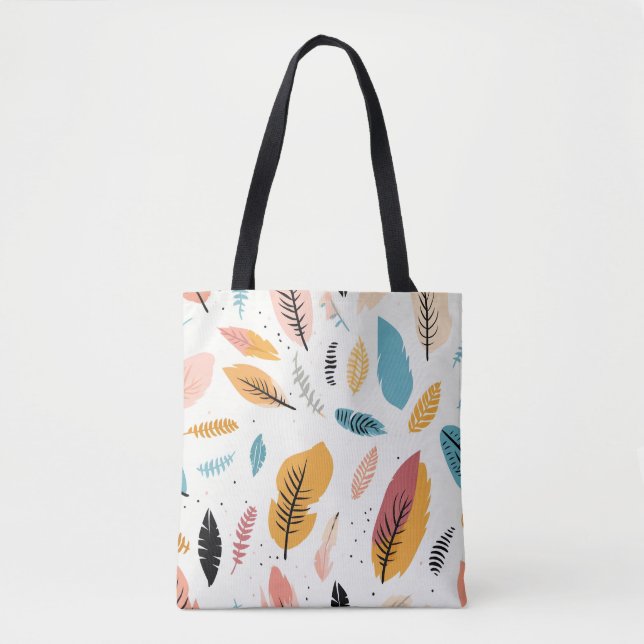 Colourful Feather Pattern Tote Bag (Front)