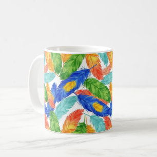Colourful Feather Pattern — Watercolor Abstract Coffee Mug