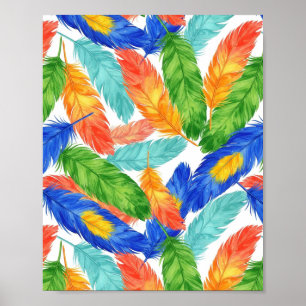 Colourful Feather Pattern — Watercolor Feather Poster