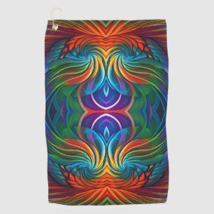 Colourful feather swirl   golf towel