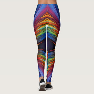Colourful feather swirl leggings