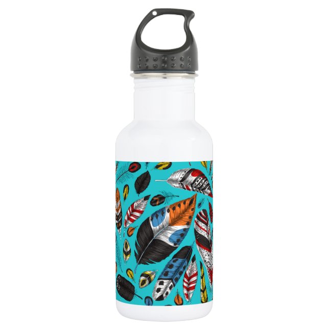 Colourful feathers 532 ml water bottle (Front)
