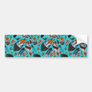 Colourful feathers bumper sticker
