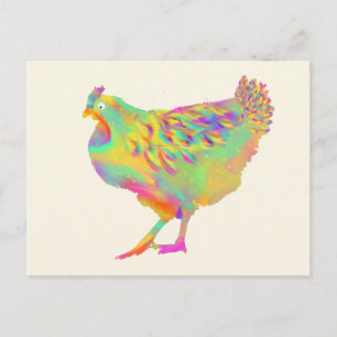 Colourful Feathers Chicken Cute Artsy Farm Hen Postcard