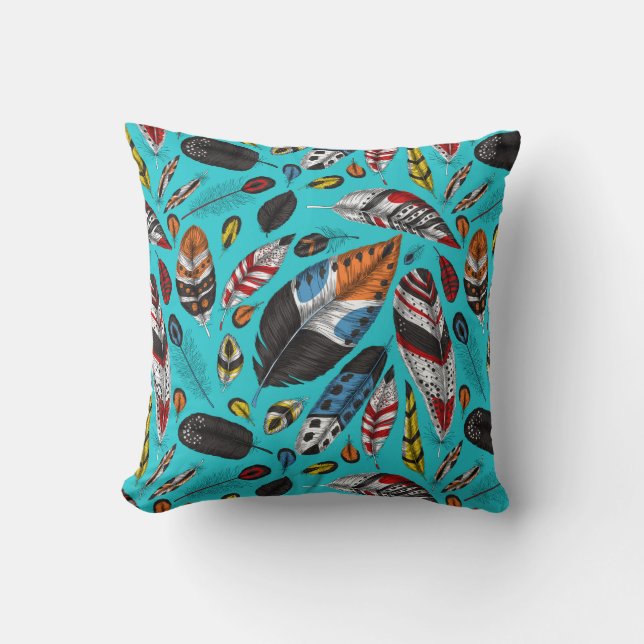 Colourful feathers cushion (Front)