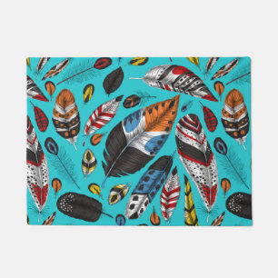 Colourful feathers doormat
