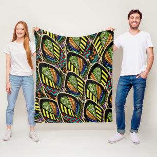 Colourful Feathers fleece blanket