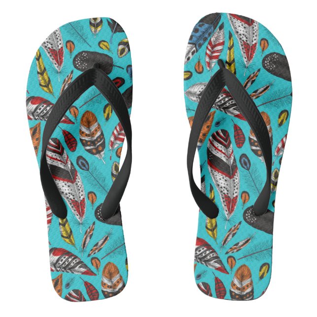 Colourful feathers flip flops (Footbed)