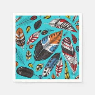 Colourful feathers napkin