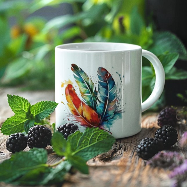 Colourful feathers Native American watercolor  Coffee Mug (Creator Uploaded)