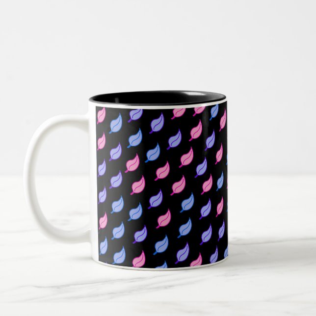 Colourful Feathers Pattern Two-Tone Coffee Mug (Left)