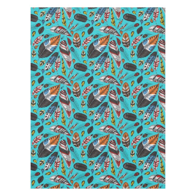 Colourful feathers tablecloth (Front)