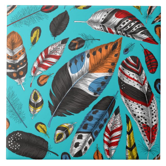 Colourful feathers tile (Front)