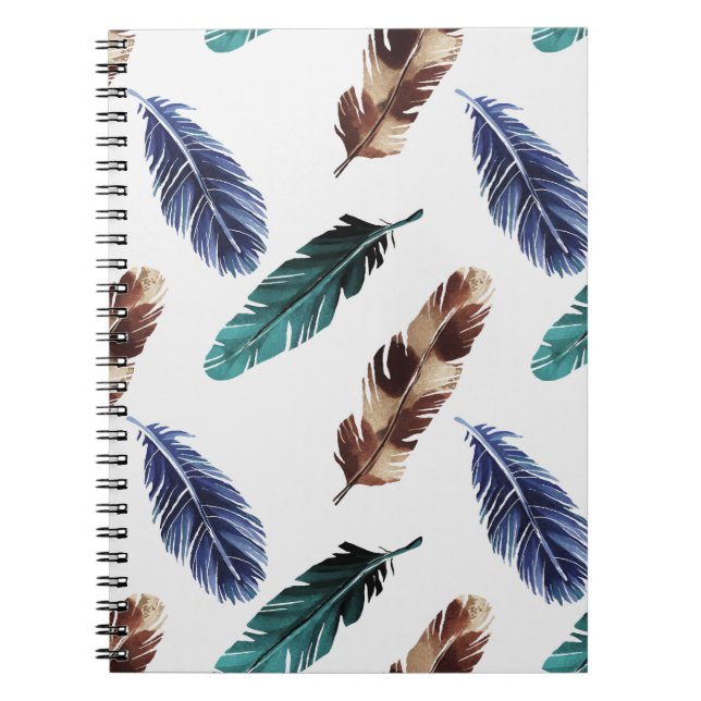 Colourful Feathers Tribal Texture Notebook (Front)