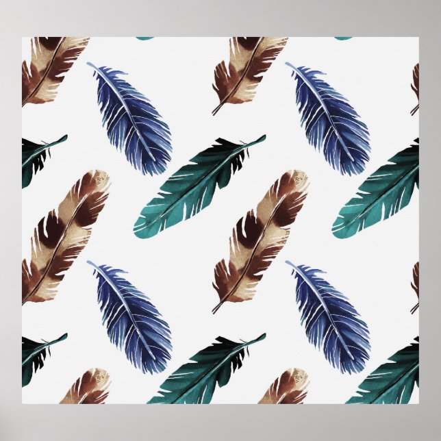 Colourful Feathers Tribal Texture Poster (Front)