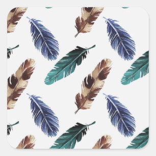 Colourful Feathers Tribal Texture Square Sticker