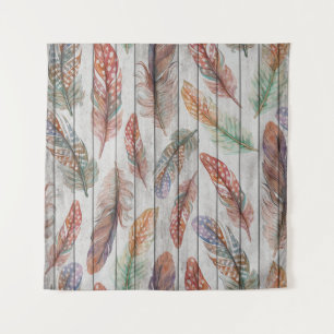 Colourful Feathers, Watercolor Seamless Design. Tapestry