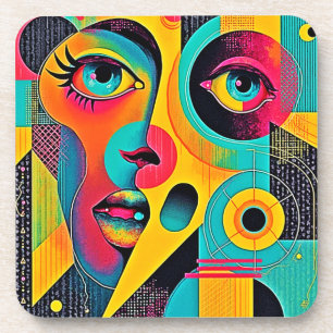 Colourful Feelings: Abstract Face Coaster