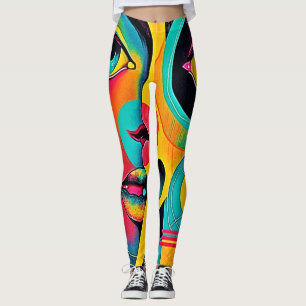 Colourful Feelings: Abstract Face Leggings