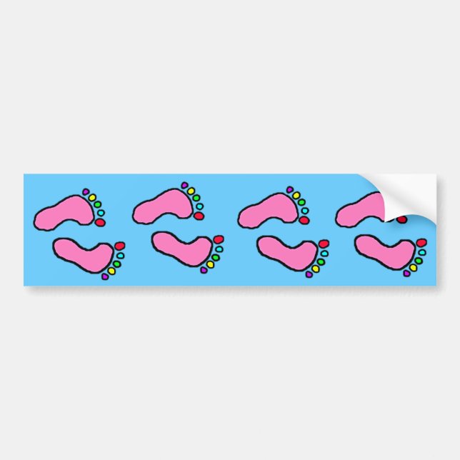 Colourful Feet Cartoon Bumper Sticker (Front)