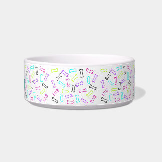 Colourful female dog biscuit bones pet bowl