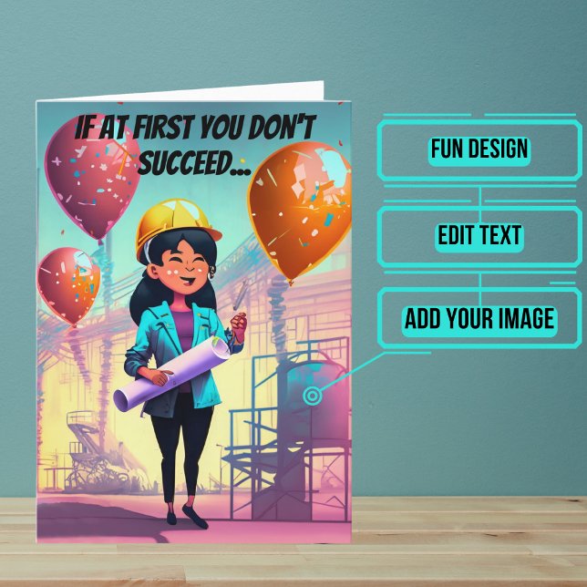 Colourful Female Engineer Birthday Card (This lovely card is specifically for the engineer friend or family member in your life. )