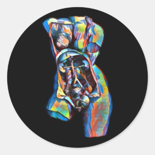 colourful female human anatomy body abstract art classic round sticker