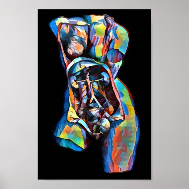 colourful female human anatomy body abstract art poster (Front)