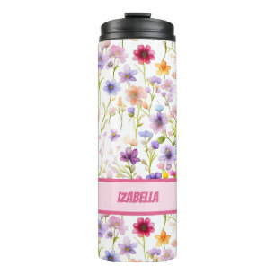 Colourful Feminine and Girly Spring Wild Flowers  Thermal Tumbler