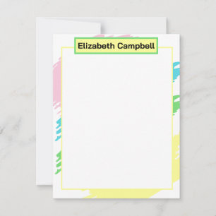 Colourful Feminine Pastel Border Stationery Card