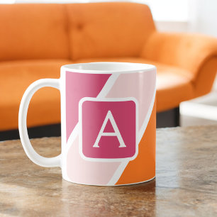 Colourful Feminine Stripes Monogram Colourful Coffee Mug