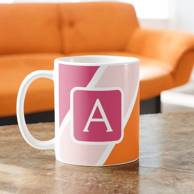 Colourful Feminine Stripes Monogram Colourful Coffee Mug (Creator Uploaded)