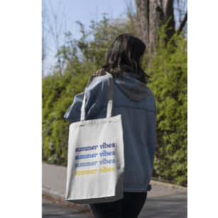 Colourful Feminine Summer Vibes in Blue and Yellow Tote Bag