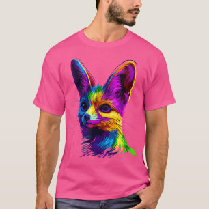 Colourful Fennec Fox Face Cute Animal Lover Black T-Shirt