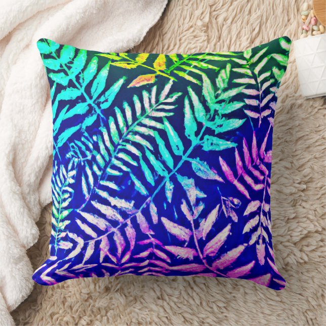 Colourful Fern Pattern Cushion (Blanket)