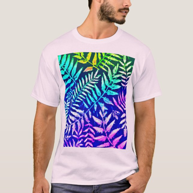 Colourful Fern Pattern T-Shirt (Front)