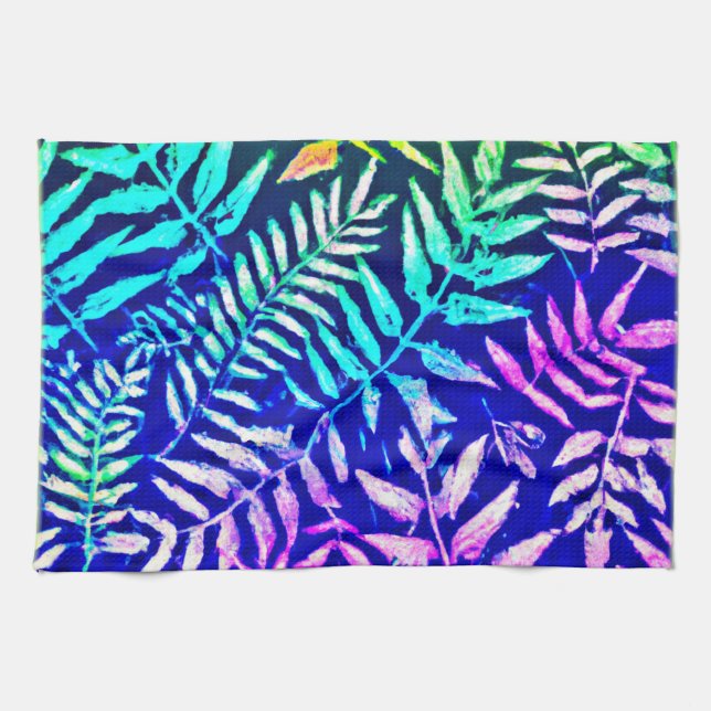 Colourful Fern Pattern Tea Towel (Horizontal)