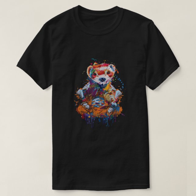 Colourful Ferret - Zoo Animal Ferret Lover T-Shirt (Design Front)