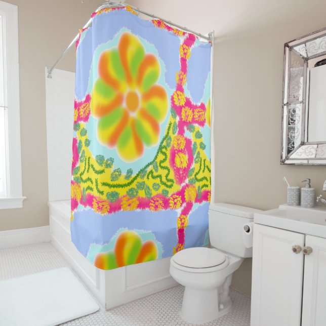 Colourful Festival Shower Curtain (In Situ)