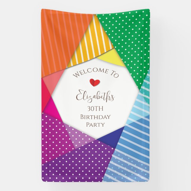 Colourful Festival Themed 30th Birthday Welcome Banner (Vertical)