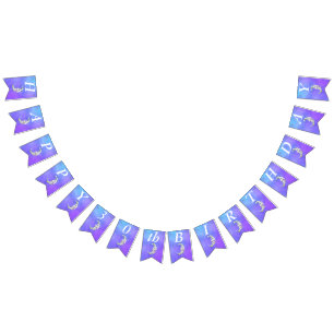 Colourful Festive Birthday Crescent Moon on Purple Bunting