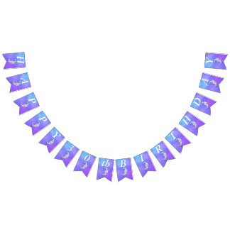 Colourful Festive Birthday Crescent Moon on Purple Bunting