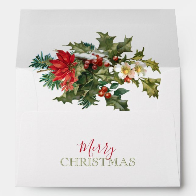 Colourful Festive Christmas Floral w/Label Envelope (Back (Bottom))