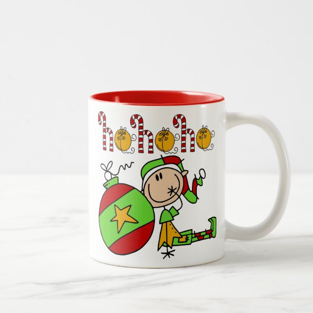 Colourful Festive Christmas Holiday Elf Two-Tone Coffee Mug (Right)