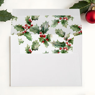 Colourful Festive Christmas Holly Envelope