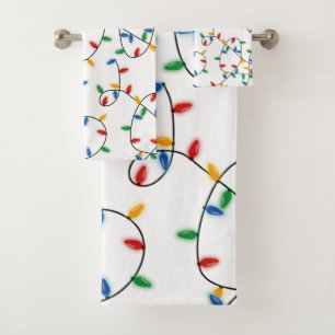 Colourful Festive Christmas Lights Pattern   Bath Towel Set