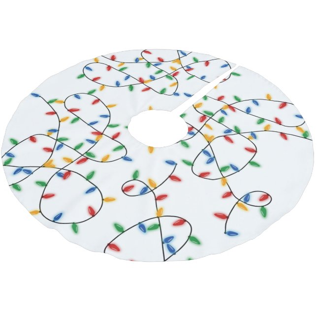 Colourful Festive Christmas Lights Pattern  Brushed Polyester Tree Skirt (Angled)