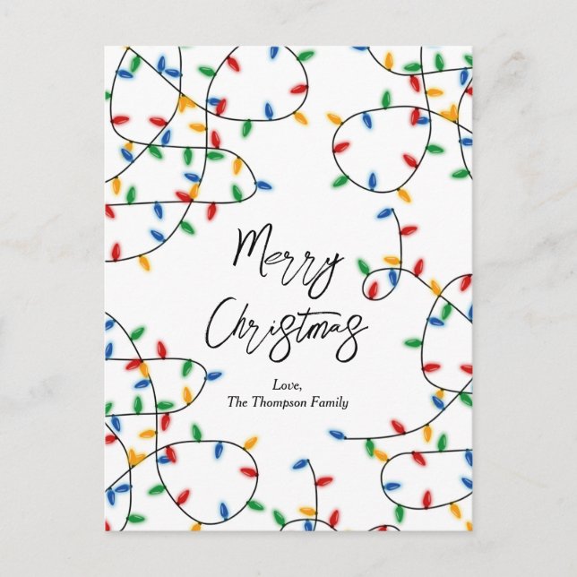 Colourful Festive Christmas Lights Pattern Holiday Postcard (Front)